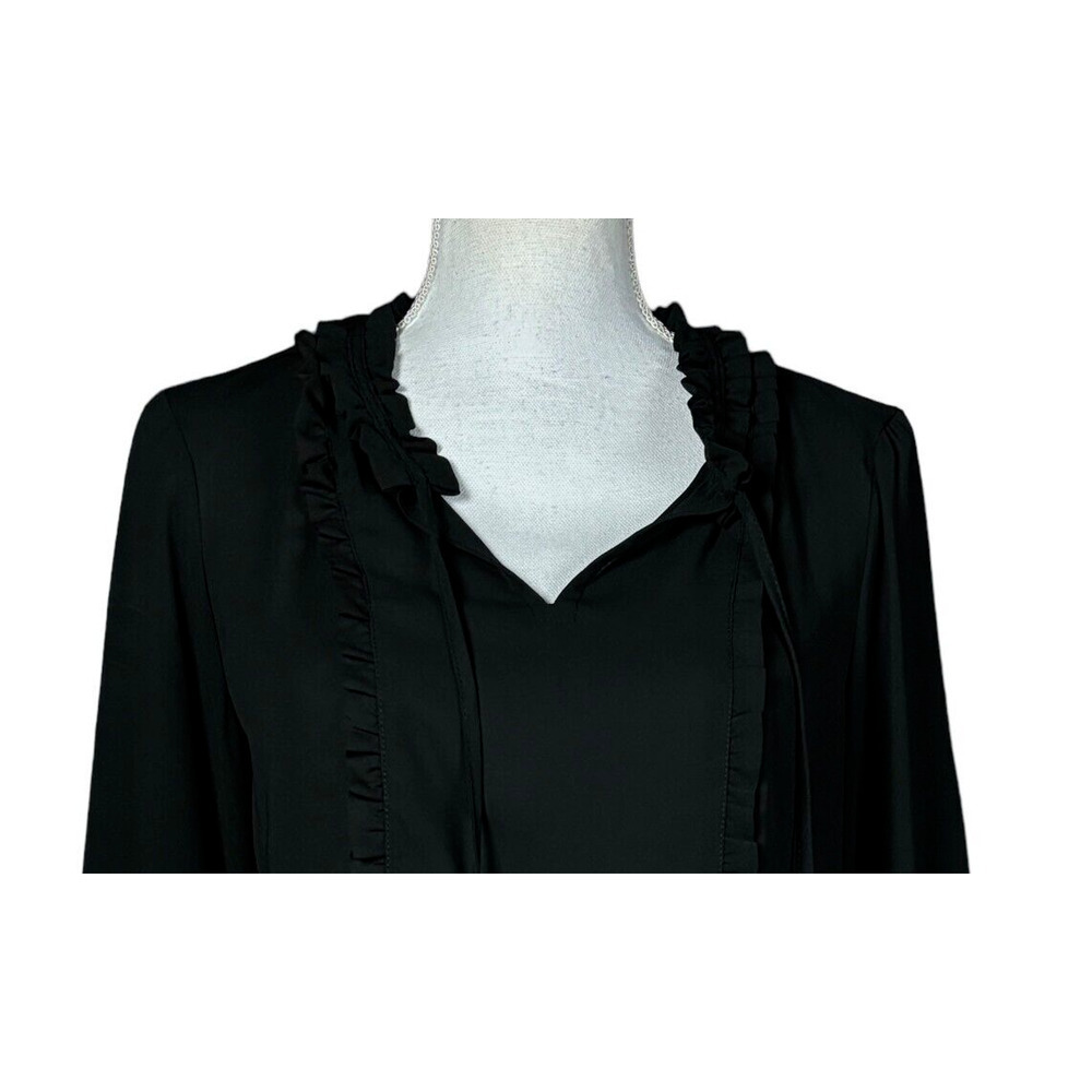 Karl Lagerfeld Tunic Black Size Small Ruffle Peasant Lagenlook Flowy Boho - Picture 4 of 10